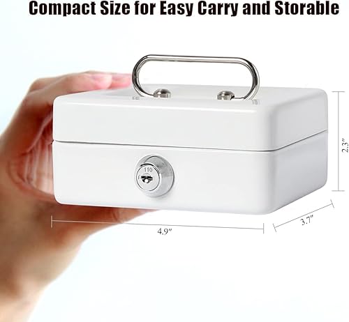 Vista 37 de Jssmst Caja de efectivo con cerradura pequeña, cajas de metal para niños, caja de dinero con ranura en la parte superior, caja de bloqueo negra