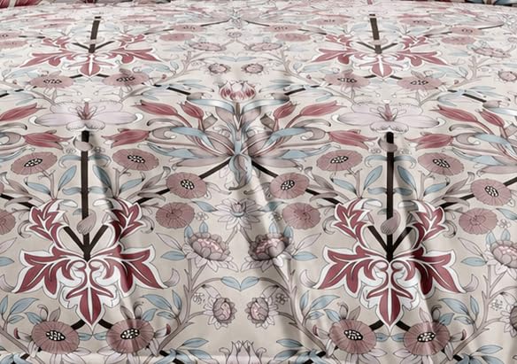 Image of DECOR2ADMIRE 300 TC Super King Size Glace Cotton Printed Bedsheet with 2 Pillow Covers - 108 inch x 108 inch (275cm x 275cm) - Available in Multiple Elegant Designs (Elegant Petal Charm)