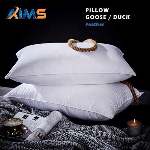 2pk Pair Pillow DUCK Feather Down Continental Hypoallergenic White Cushions Square Insert Luxury Deluxe Best Hotel Quality Super Soft Warm and Cosy Anti Allergy Computer Construction, Self-fabric