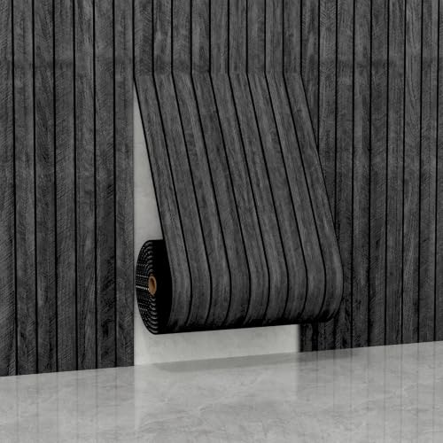 Paneles de pared 3D insonorizados autoadhesivos imitación madera gris 2