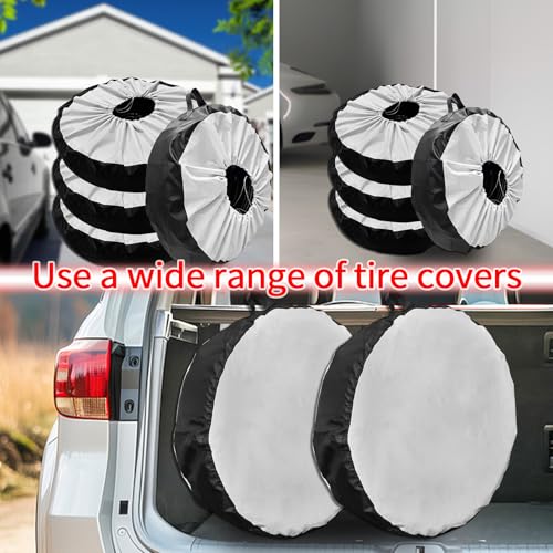 Image of Bilisin 600D Oxford Spare Tire Covers with Handle,Dustproof Wheel Protector, Waterproof Tire Storage Bag for Trailer, Truck, SUV, Tan，Jeep Universal Fits Tire Diameter 25-31 Inch
