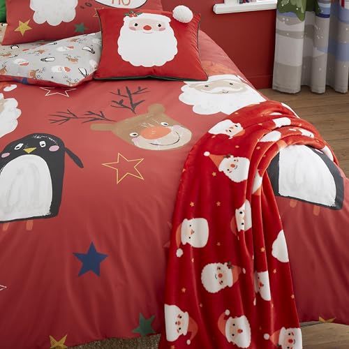 Bedlam Christmas Jolly Santa Fleece-Überwurf, Rot, 120 x 150 cm – Ansicht 2