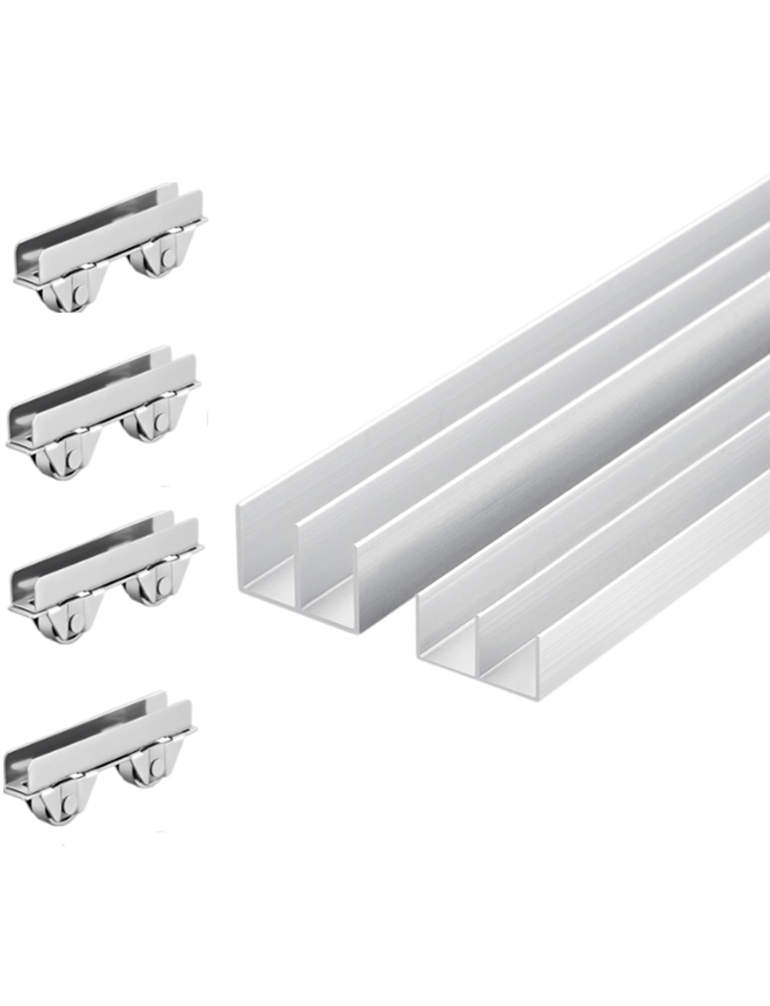 Zestaw aluminiowych prowadnic do drzwi przesuwnych 80 cm do paneli 6 mm 1 zestaw(80cm)