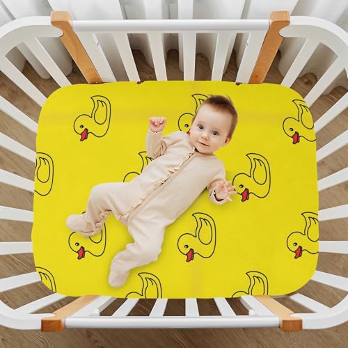 Image of Ducks Yellow Fitted Crib Sheet for Boys Girls Baby Bedsheet for Toddler Girl Boy,52 X 28 in