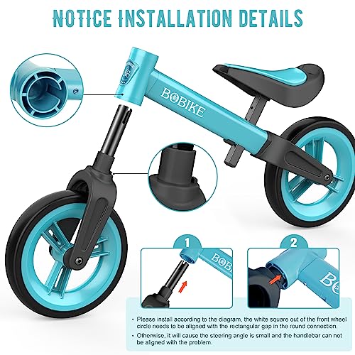 MHCYLION Bicicleta sin Pedales First Bike para Niños de 1,5 – 4 años hasta 25 Kg, Volante y Sillín de Altura Ajustable, Candado para Volante, Ultraligero para Niños y Niñas,Azul