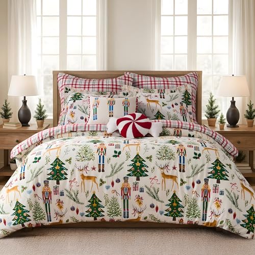 YZQGLHP Weihnachtsbaum, Rentier BettwäSche 200x220 Nussknacker...