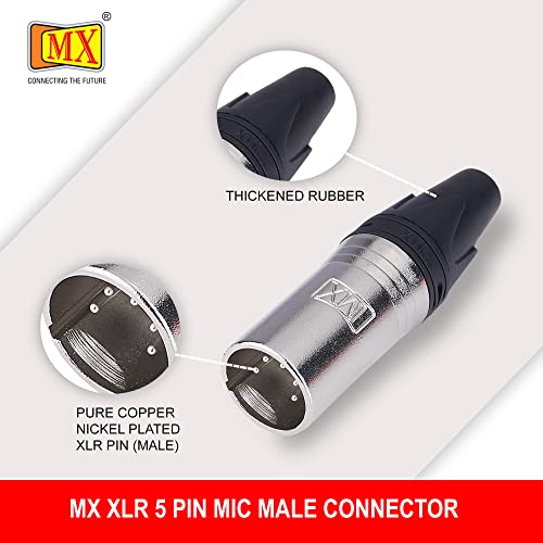 Image of MX 5 Pin Mic Male Connector XLR Mc3Mxx Made of Pure Copper Nickel Plated XLR Pin for High Conductivity and Ultra-Low Noise (Metal End) Pack of 10