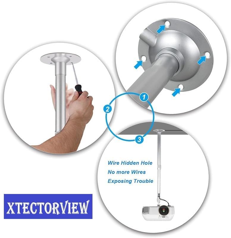 Image of 3FT CCTV Camera Bracket, Universal Ceiling Mount for Projector 360 Degree Rotatable Extendable Tilt Up to 20-36 Inch DVR, Single Screw Projector Stand Wall Mount -Weight Capacity 5KG#1