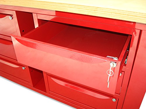 Banco de trabajo 2 mt. Con Piano De Madera + 3 armarios a 3 cajones serie Industria Sogi X3 – 11 _ N