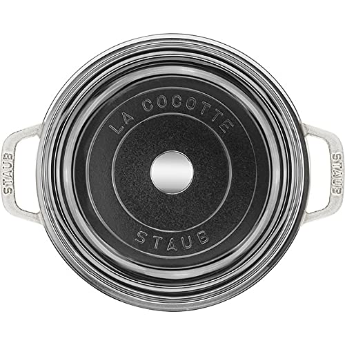 Image of Staub Cast Iron 4-qt Round Cocotte with Glass Lid - White Truffle