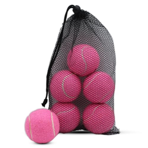 SHYUJAJIE Tennis Balls, 6 Pack Training Tennis Balls,High Elasticity Practice Tennis for Beginner, Exercise Playing Balls for Pet Dog (Pink)