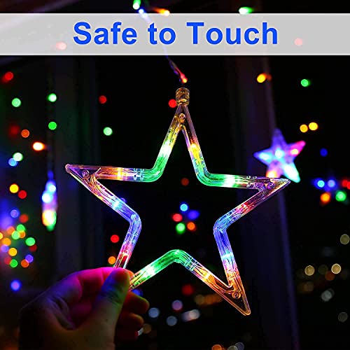 Image of URM Star Curtain Light | 6 Big Star 6 Small Star Light | with 8 Flashing Modes | 12 Stars | Warm White | for Indoor & Outdoor Decorations (Multicolor, Pack of 1)