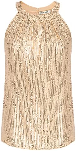 GRACE KARIN Damen Pailletten Tops Ärmellose Neckholder Camisole Party Club | Pailletten, Neckholder, Ärmellose, Camisole, Ärmellose, Party, Club, Tank-Tops, Vest, Cocktail