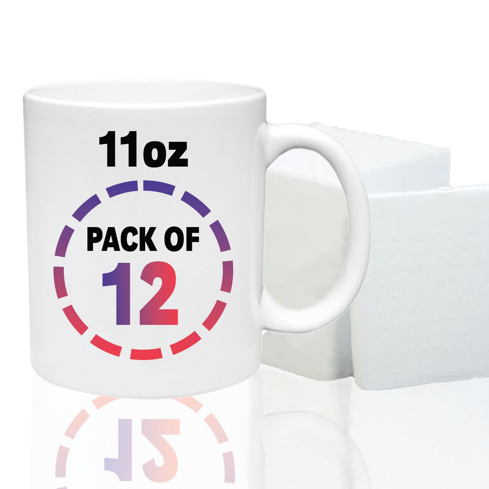 Tazas de café de cerámica de sublimación en blanco de 11 onzas con espuma de poliestireno protectora, paquete de 12 tazas de sublimación en blanco, 12 unidades