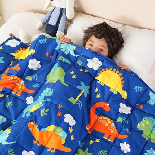 Blue Dinosaur Kids 4 Piece Bedding Set Soft Breathable Printed Bed Sheet Set Comfortable Bedroom Bedding Cover Set for Boys Girls 150cm x 200cm