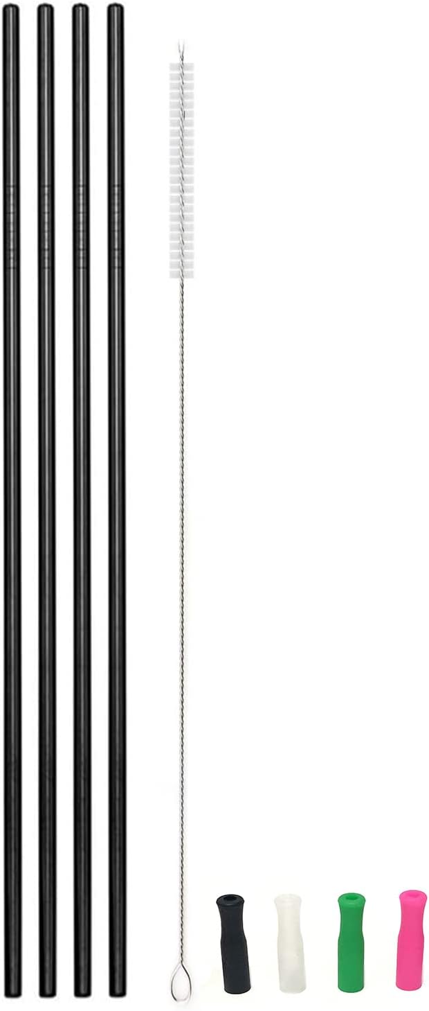 12 inch black straws