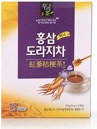 Korean Red Ginseng and Bellflower Root Tea with Honey, 15 Sticks (1 Pack)