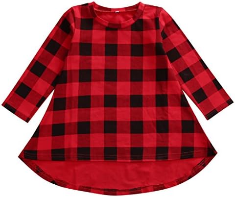 Lovely Baby Kids Girl Dress Plaids Checked Party Princess Formal Dresses Tutu (3-4Years) Red