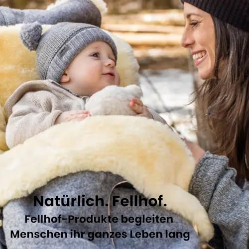 Fellhof Lammfellbürste mit Reinigungskamm und ergonomischem Griff | Pflegebürste für Lammfellprodukte | Sanfte und effektive Fellpflege | Inkl. Baumwoll-Windel