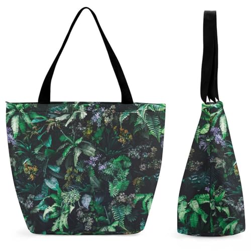 Sac à main feuille tropicale pour femme grand cabas de shopping voyage