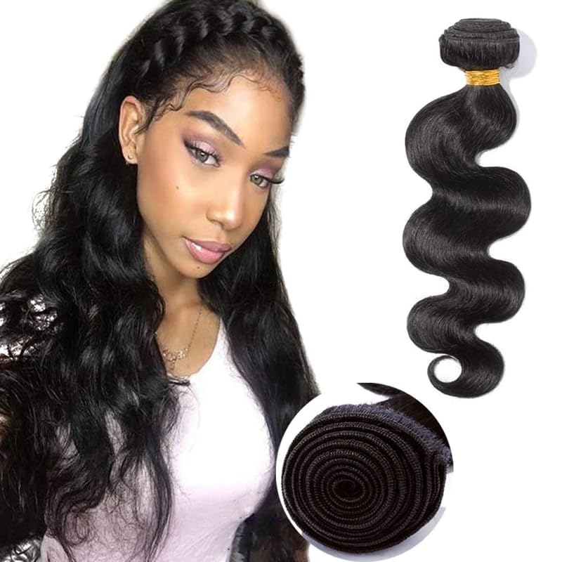 THRIFT BAZAAR Remy 100% Unprocessed Virgin Body Wave Human Hair Bundles | 20 Inch Natural Black Extensions (100gm)