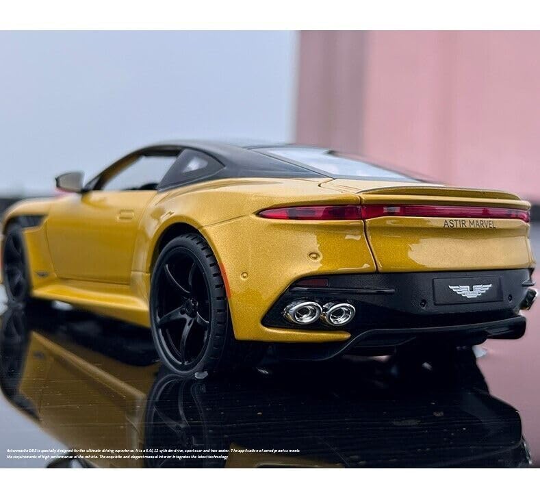 Image of 1:24 Alloy Die Cast Metal Car Scale Model Aston Martin Metal Diecast Car Pullback with Sound Light Toy Car for Kids Best Gifts Toys for Boys. (Yellow)