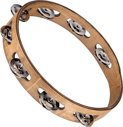 Tambourin Meinl Traditional TA1WB 10 pouces en bois avec une rangée de cymbalettes