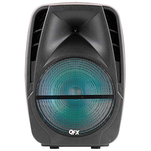 QFX PBX-BF150 15-Inch RGB Disco Light Bluetooth Portable Speaker, Black