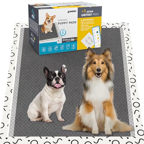 Image of ZOMISIA Charcoal Puppy Pee Pads for Dogs Extra Large, 28 inchx34 inch 50 Counts + 1 Extra Health Monitoring Pad - XL Dog Potty Training Pads Disposable, Odor-Control, Super Absorbent & Leak-Proof