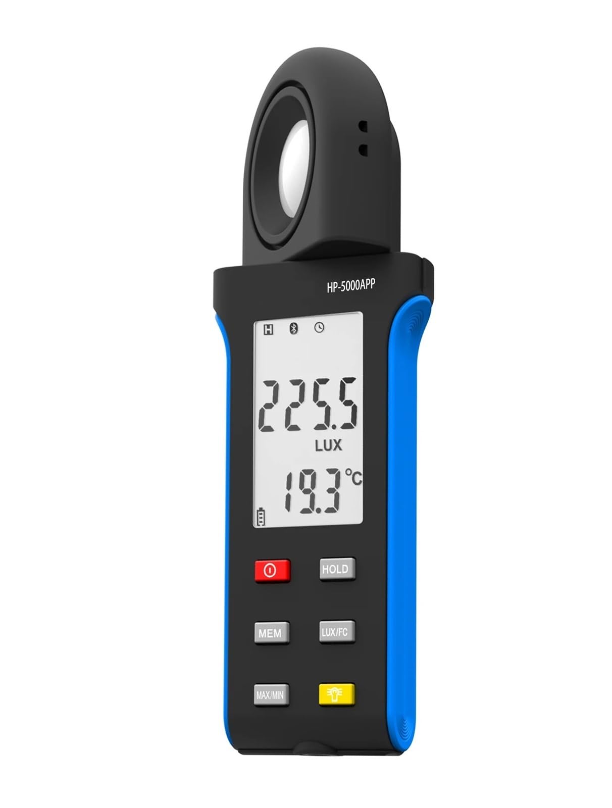 Fotómetro Digital portátil con Temperatura, medidor de iluminancia, 1-400000 Lux, Giratorio 270 °, Pantalla LCD Multifunción