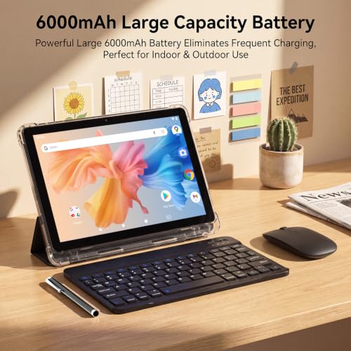 Image of 10 Inch Android 16 Tablet with Case,128GB,WiFi,6000mAh(Black)