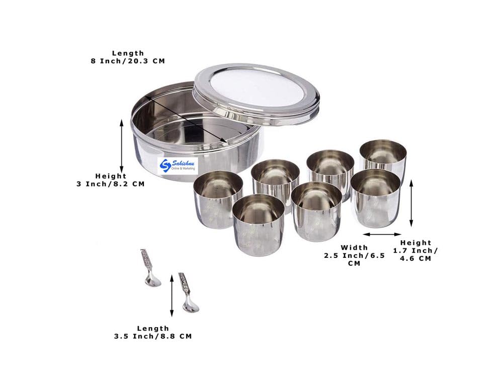 Sahishnu Online & Marketing Stainless Steel Transparent Masala Box/Spice Box/Masala Dabba/Spice Container
