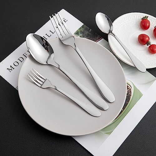 Image of HOKIPO Silverware Cutlery Set of 24 Pcs Stainless Steel Flatware Set, Mirror Finish with Gift Box (AR-4746-SLV)