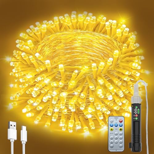 Electight Lichterkette Außen Batterie, 20M 200 Led Lichterkette USB...