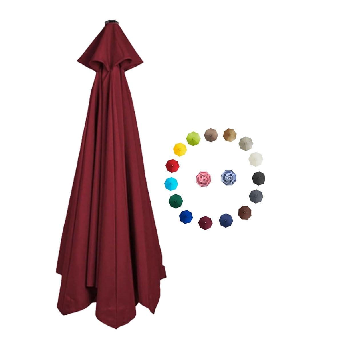 BEEGMA Replacement Parasol Canopy 2.0/2.3/2.7/3.0m Patio Umbrella Replacement Canopy 6 Arms/8 Arms Canopy Replacement Cover for Garden Market Beach Umbrella (Color : Burgundy, Size : 2.7m/9FT-6Ribs)