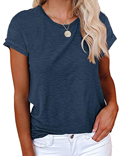 Cicy Bell Women's Short Sleeve Shirts Crewneck Loose Casual Summer Basic Tees Tops