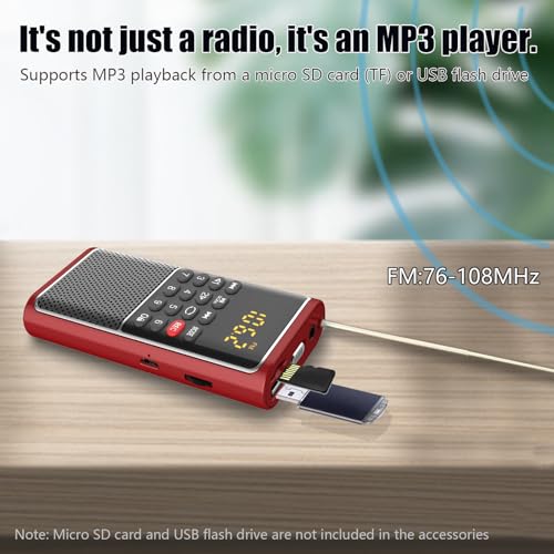 image for BOESPATR Small FM Radio Pocket Portable Radio,Rechargeable Battery Ope