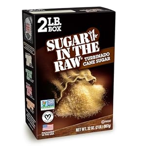 Sugar In The Raw Granulated Turbinado Cane Sugar, No Added Flavors or erythritol, Pure Natural Sweetener, Hot & Cold Drinks, Coffee, Baking, Vegan, Gluten-Free, Non-GMO, Bulk Sugar, 2lb Bag (1-Pack)
