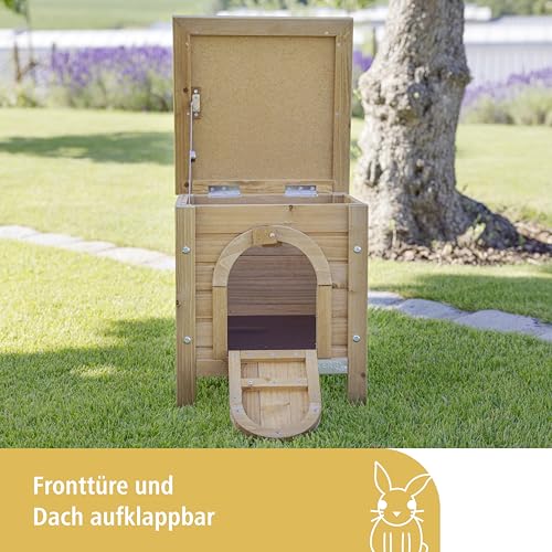 Kerbl Pet Outdoor Kleintierhaus, 36x36x40cm, wetterfestes Bitumendach, für Hasen, Kaninchen, weitere, Kleintiere, einfache Reinigung, verschließbar