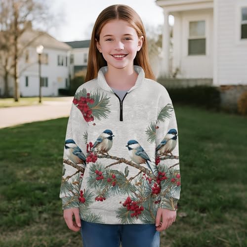 Image of AmzPrint Girls Graphic Quarter Zip Coat Long Sleeve Lightweight Oversized Athletic Running Hoodies For Kids Teen Girls