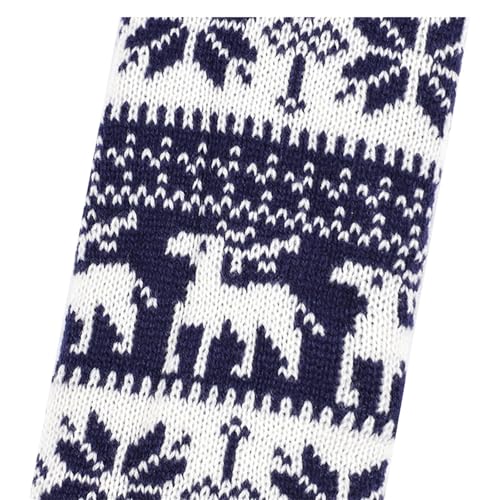 Image of Women Fall Winter Knit Leg Warmers Christmas Snowflake Elk Print Fleece Lined Boot Cuffs Holiday Socks