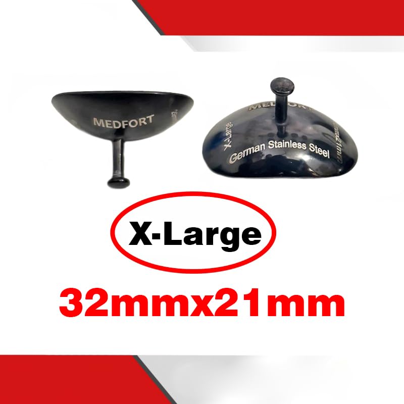 Corneal Eye Shield Protector, Stainless Steel, 32mm X 21mm, X-Large, Black, 2-Piece Set