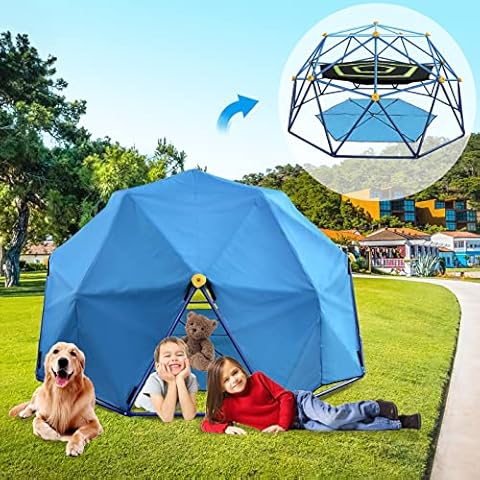 SMkidsport 10FT Climbing Dome with Hammock and Canopy, Dome Climber with Tent and Mat for Kids 3-8, Playground Set for Outdoor Backyard, Great Protection to Your Climbing Structure for All Weather Cover