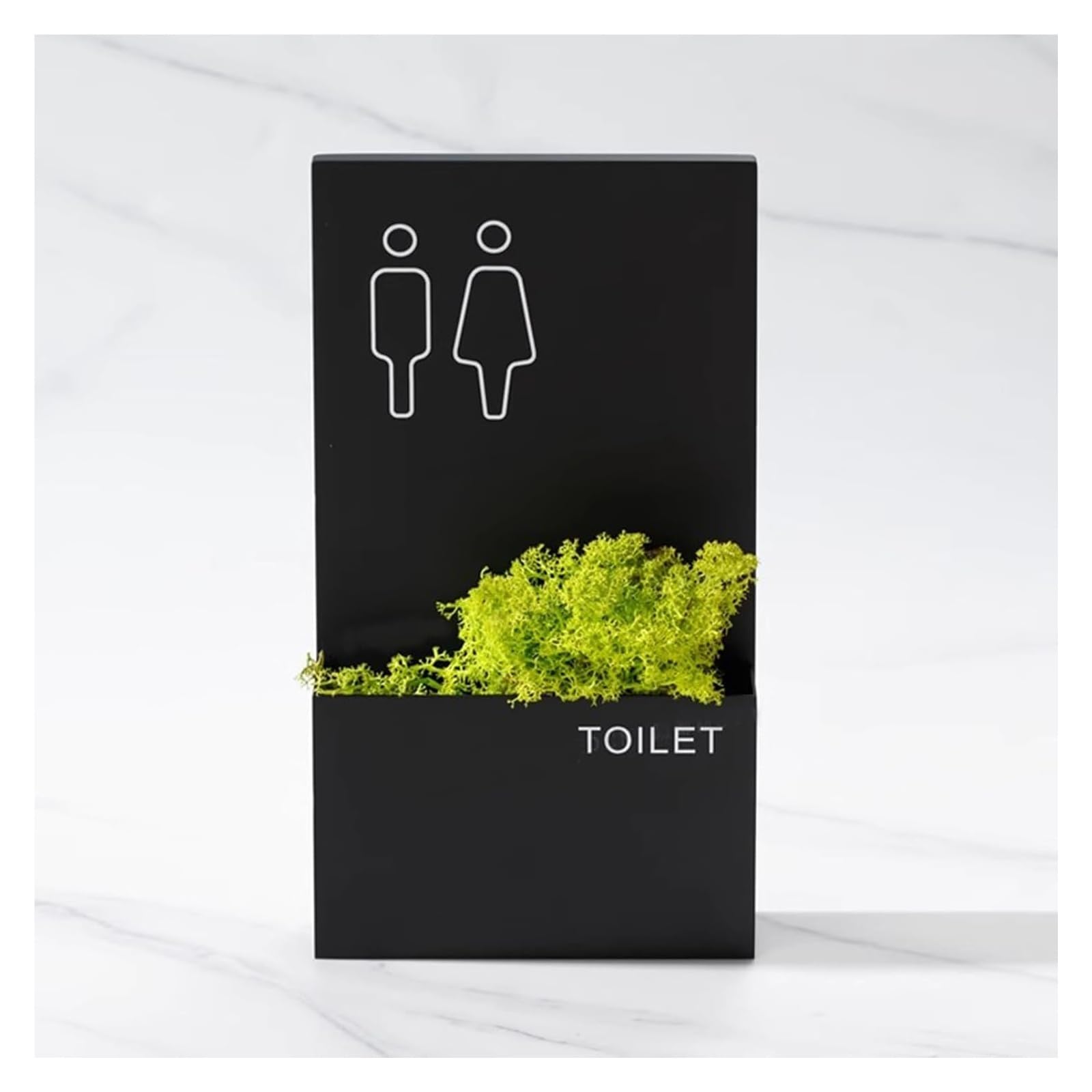 Carteles para aseos, Letrero decorativo unisex for puerta de baño acero inoxidable, negro, 26x14cm