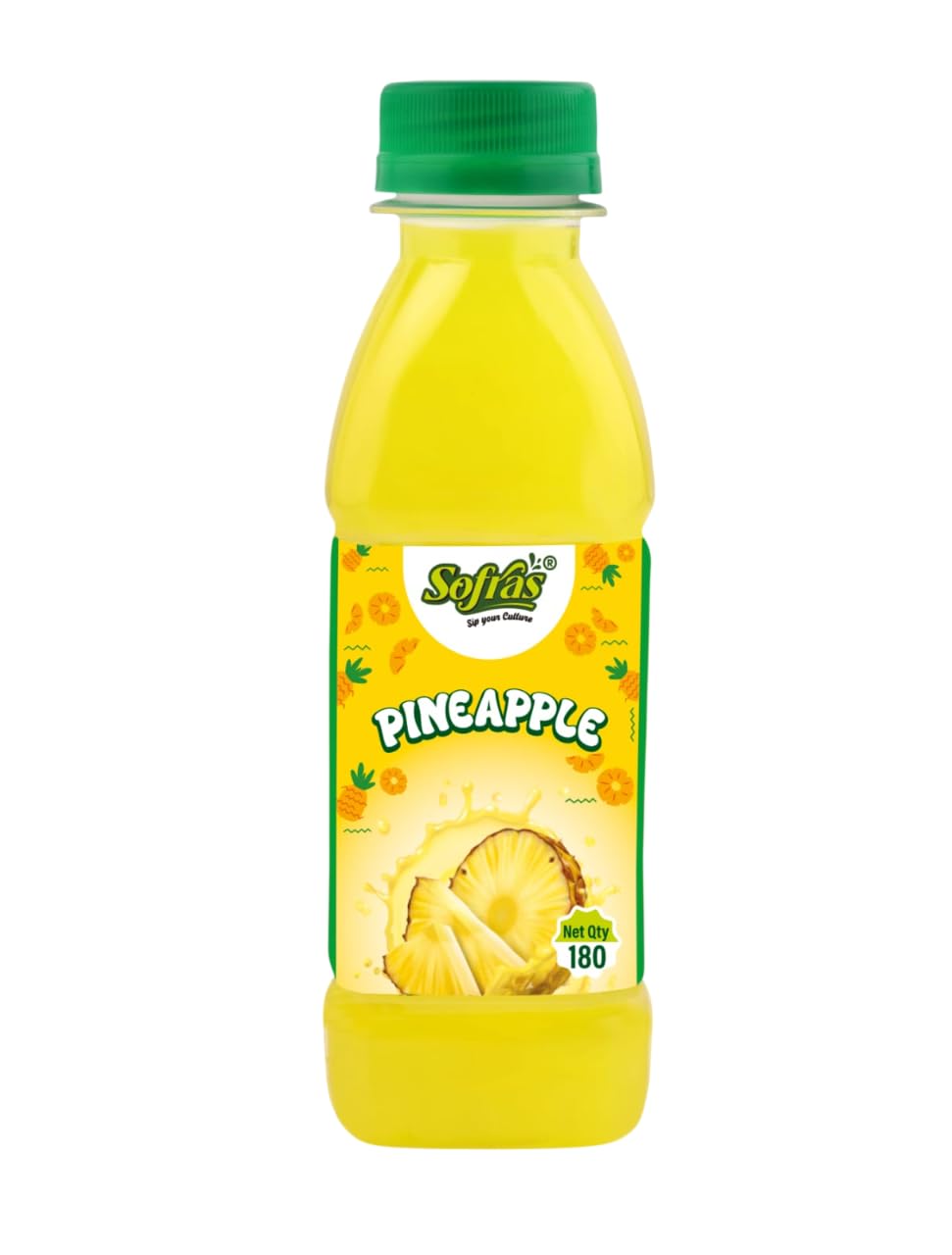 Sofras Pineapple Fruit Juice, 180 ml Bottle, Pack of 30, Ready to