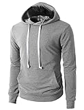 H2H Mens Fashion Slim Fit Lightweight Long Sleeve Hoodie With Various Pastel Colors LIGHTGRAY US S/Asia M (JNSK17)