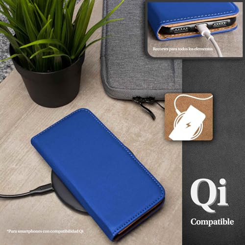 Funda Samsung Note 10 moex libro piel vegana azul con ranuras 6