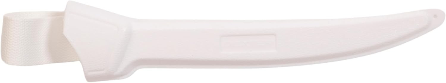 Dexter-Russell WS-1 Knife Scabbard for 6"–9" Straight Blade Fillet Knives, Hard Plastic Sheath with Belt Loop & Drain Holes, Durable White Polypropylene for Chef & Fish Prep Gear, Made in USA
