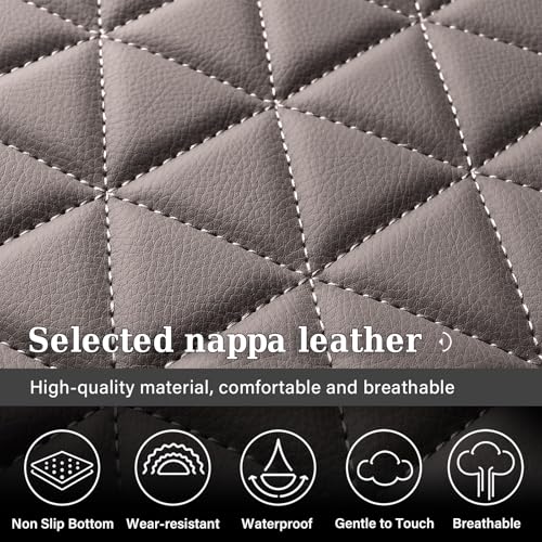 Image of Coverado Dodge Ram Seat Covers Full Set, Waterproof Ram 1500 Seat Cover Compatible with 2002-2026 Dodge RAM 1500 2500 3500 Crew Quad Cab with Curved Bench, Coffee