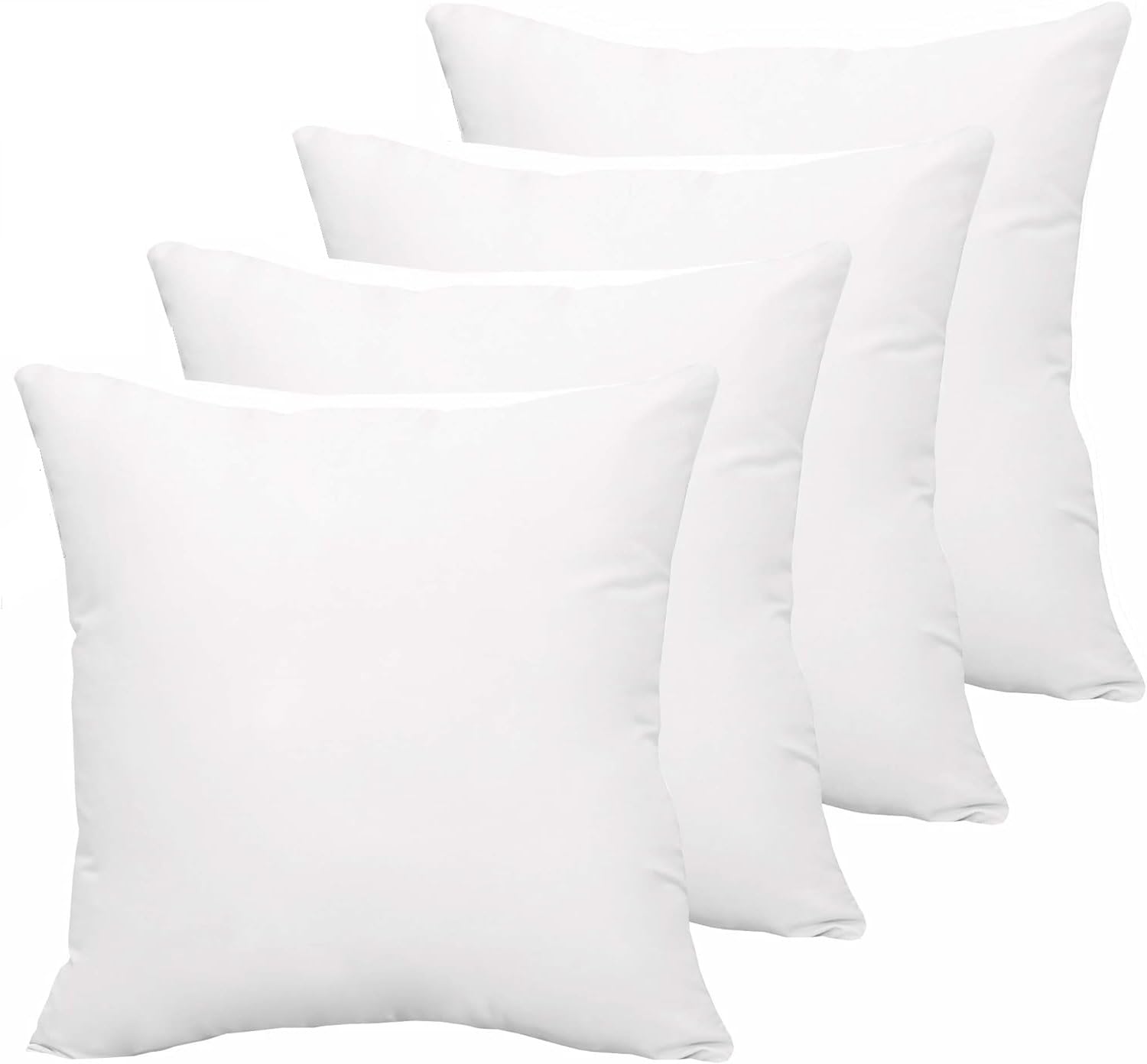 FOAMSUPA Hypoallergenic Square Cushion Fillers Hollow-fiber Pillow Sham Stuffer | Cushion Inner Pads Throw Pillow Inserts White (4, 50cmx50cm (20”x 20”))